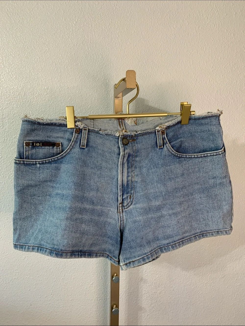 Vintage raw waist-Light Blue Denim Cutoff Shorts by LEI- size 12
